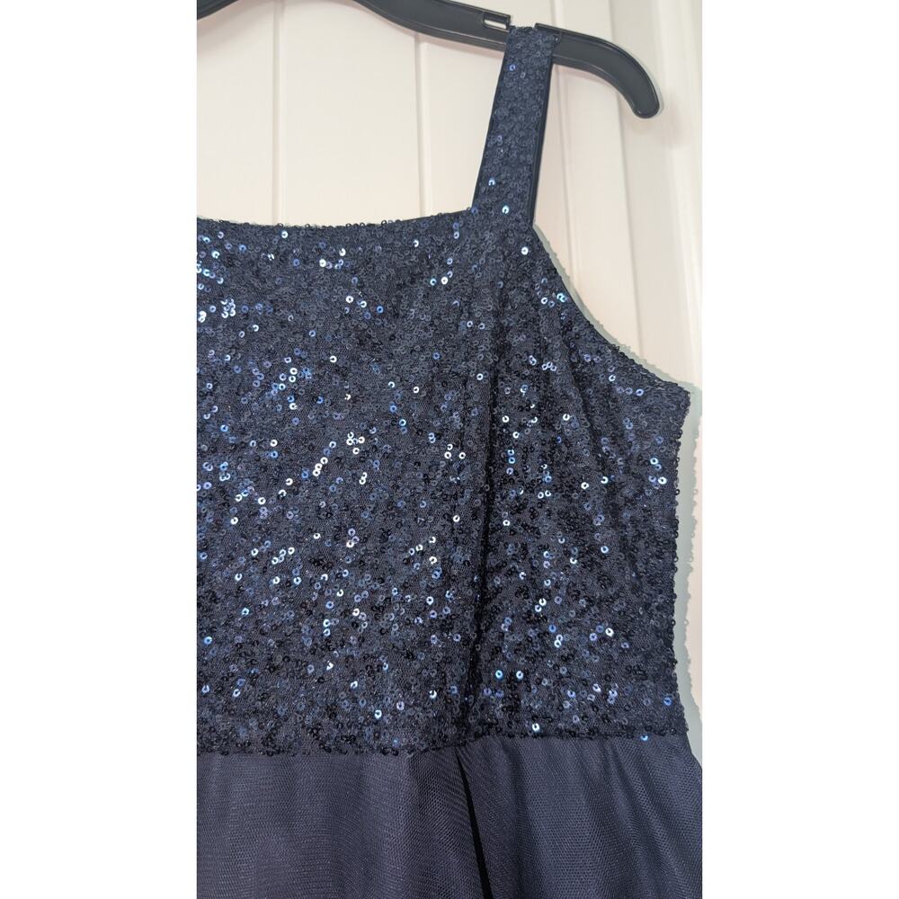 NWT The Children’s Place Girls Size 16 Navy Blue Sequin Tulle Party Dress - Picture 2 of 4